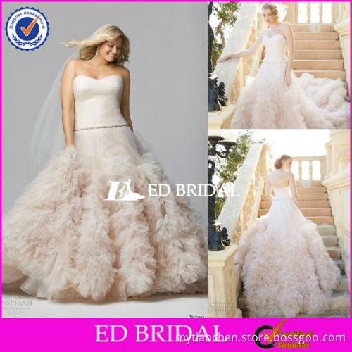 XL116 fashion design sweetheart neckline organza ruffle skirt open back wedding dresses for fat woman